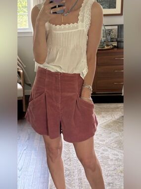 Free People Ella Pink Cord shorts